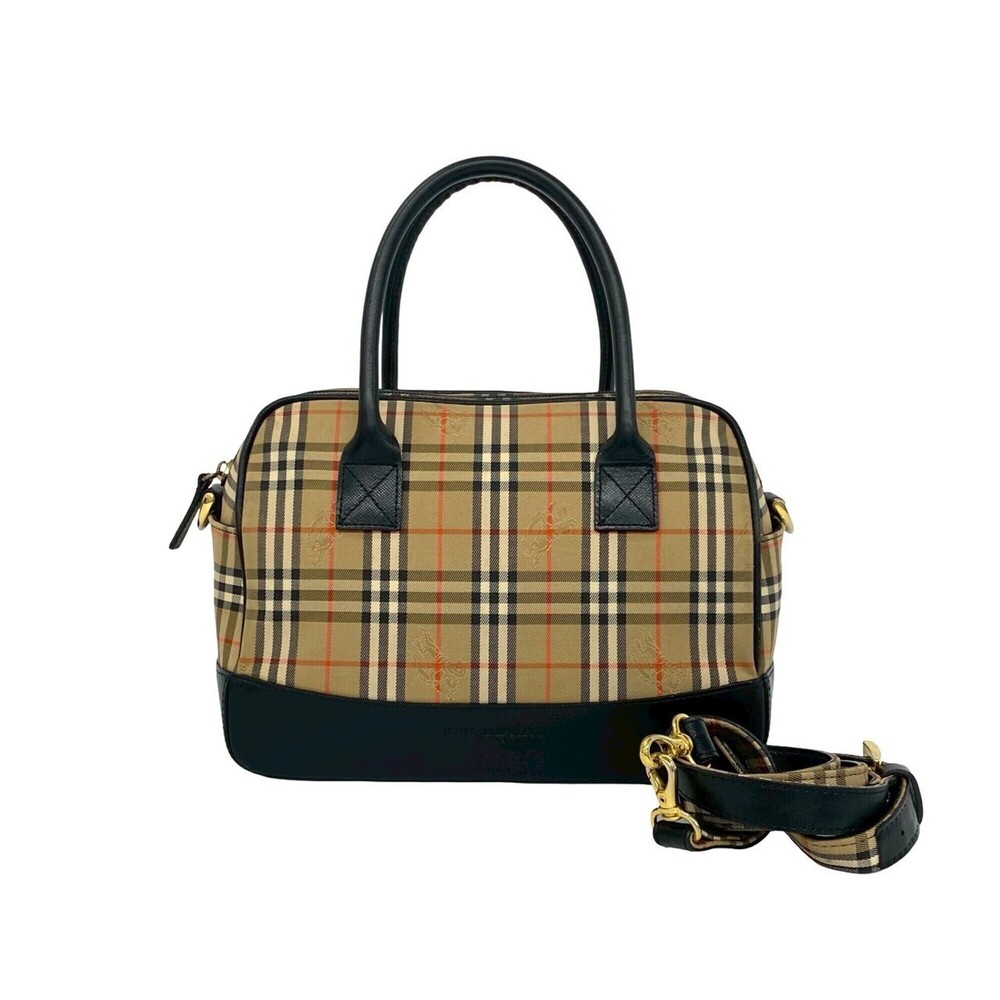 BURBERRY Nova Check pattern canvas and leather 2-way mini shoulder bag/handba...